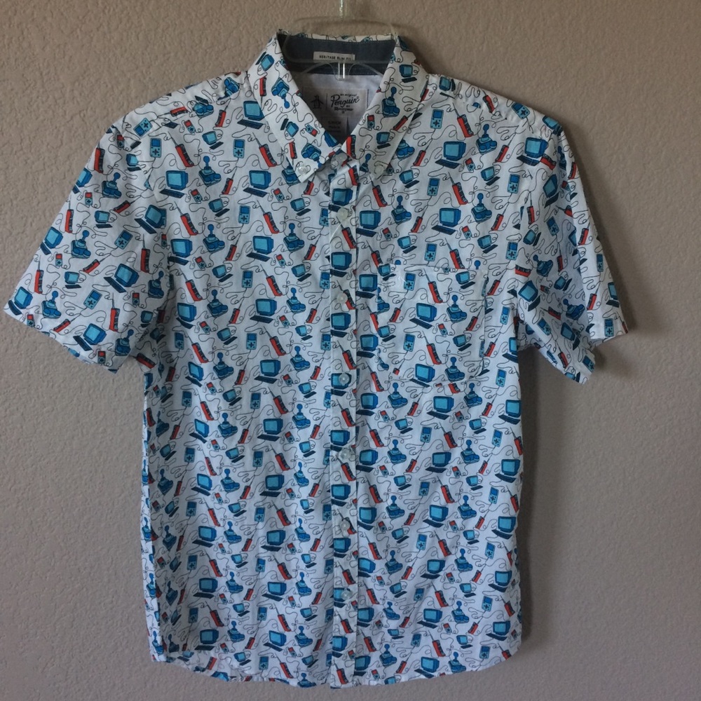 Men’s Original Penguin Slim Fit Gamer motif shirt - Picture 4 of 8